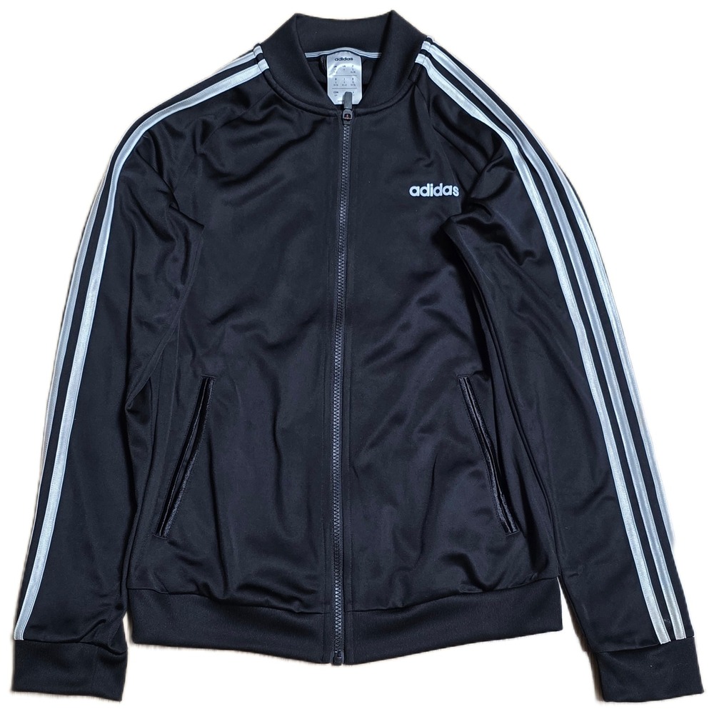 Adidas Track Jacket‎ Women's Size S Black White 3 Stripe Full Zip Bomber